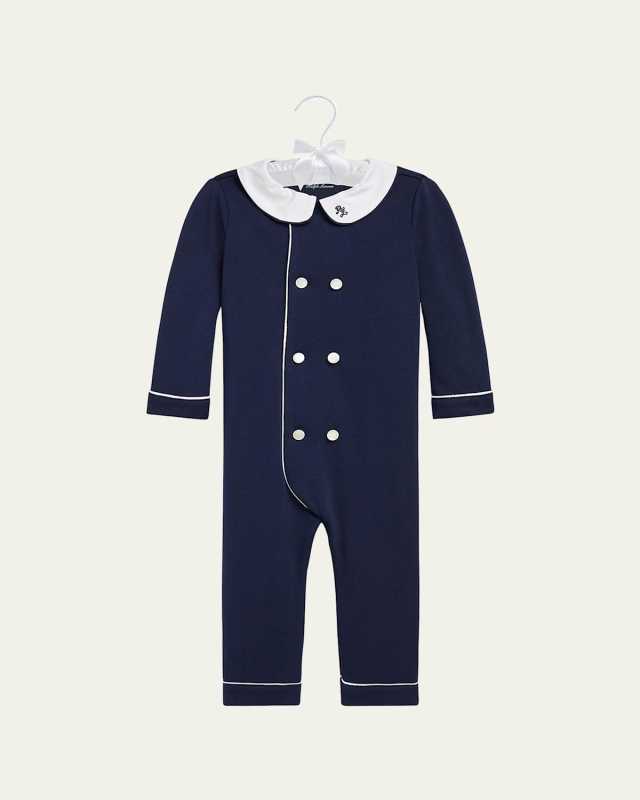 Boy's Double Breasted Embroidered Coverall, Size 3M-24